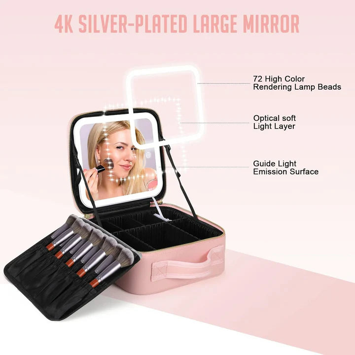 Reveah Beauty Case Travel Makeup Organizer with LED Mirror