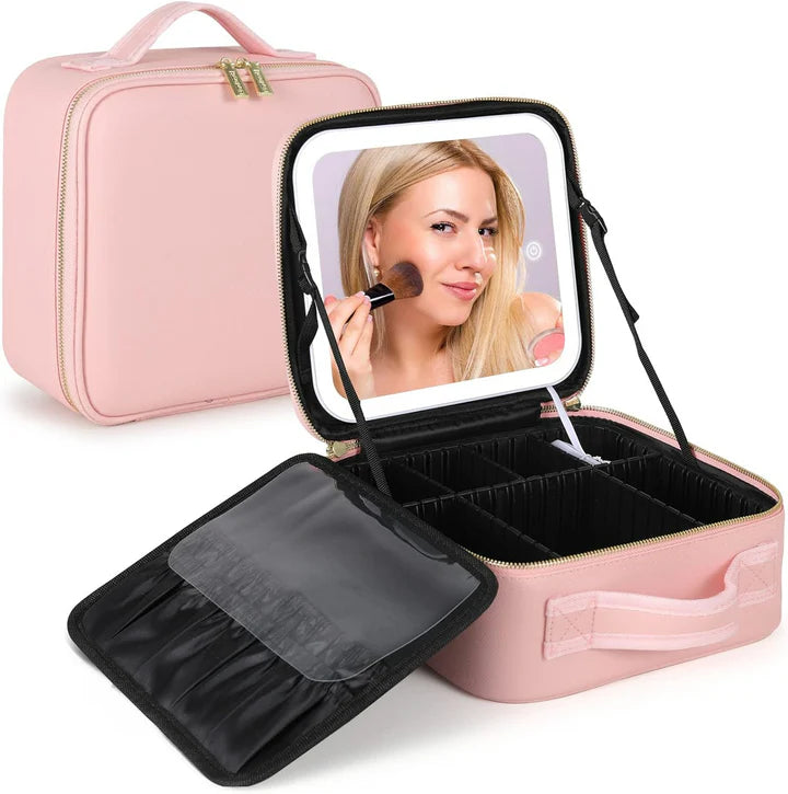 Reveah Beauty Case Travel Makeup Organizer with LED Mirror